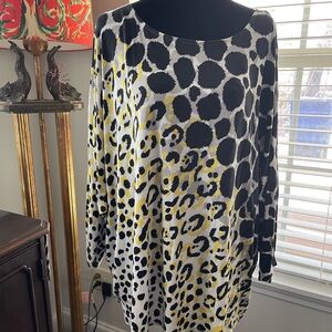 Ruby Rd. Black and Yellow Polka Dot Top